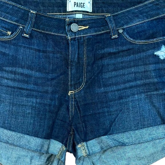 PAIGE Jimmy Jimmy Short Denim Jean 3" Cut off‎ Cuffed Shorts Size 28 - Picture 2 of 7